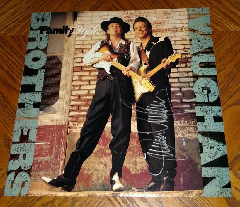 Stevie Ray & Jimmie Vaughan signed Album lp cover w/ Record PROOF autograph