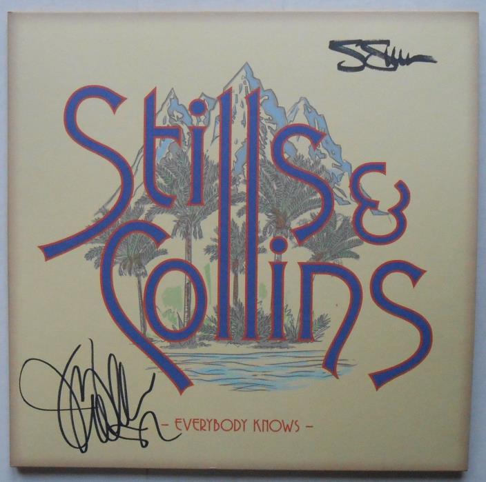 RARE STEPHEN STILLS JUDY COLLINS AUTOGRAPHED EVRYBODY KNOWS LP W/POSTER CSNY