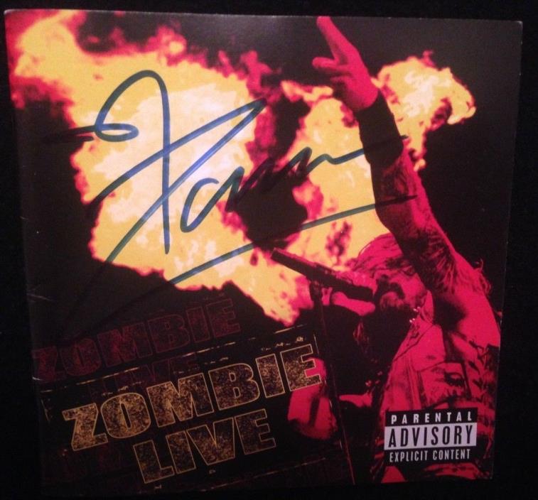 ROB ZOMBIE SIGNED CD COVER ZOMBIE LIVE AUTOGRAPH WHITE