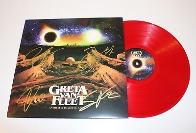 GRETA VAN FLEET BAND SIGNED ANTHEM OF THE PEACEFUL ARMY ALBUM RECORD w/COA PROOF