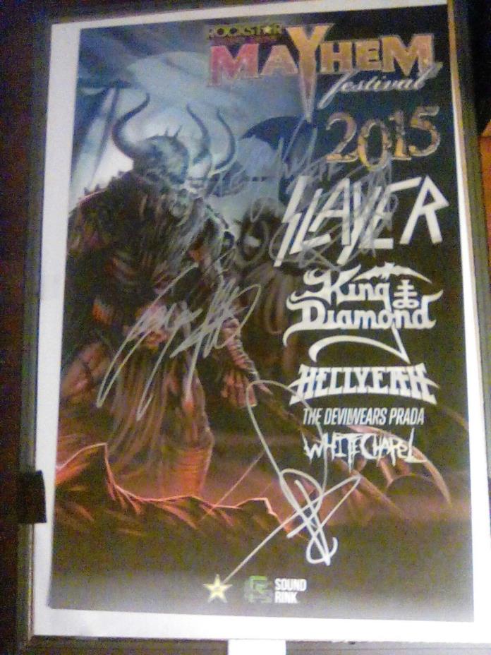 SLAYER authentic autographed 2015 Mayhem Fest 3D Hologram Tour Poster-Rare-Mint
