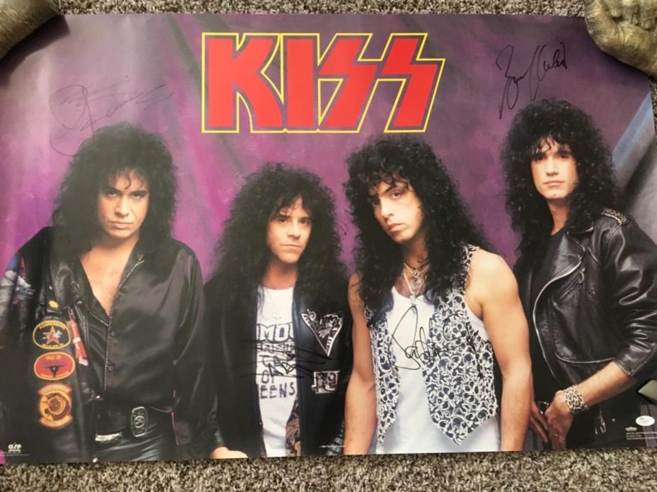 Kiss Autographed Signed Poster Entire Band JSA LOA Gene Simmons Paul Eric Carr