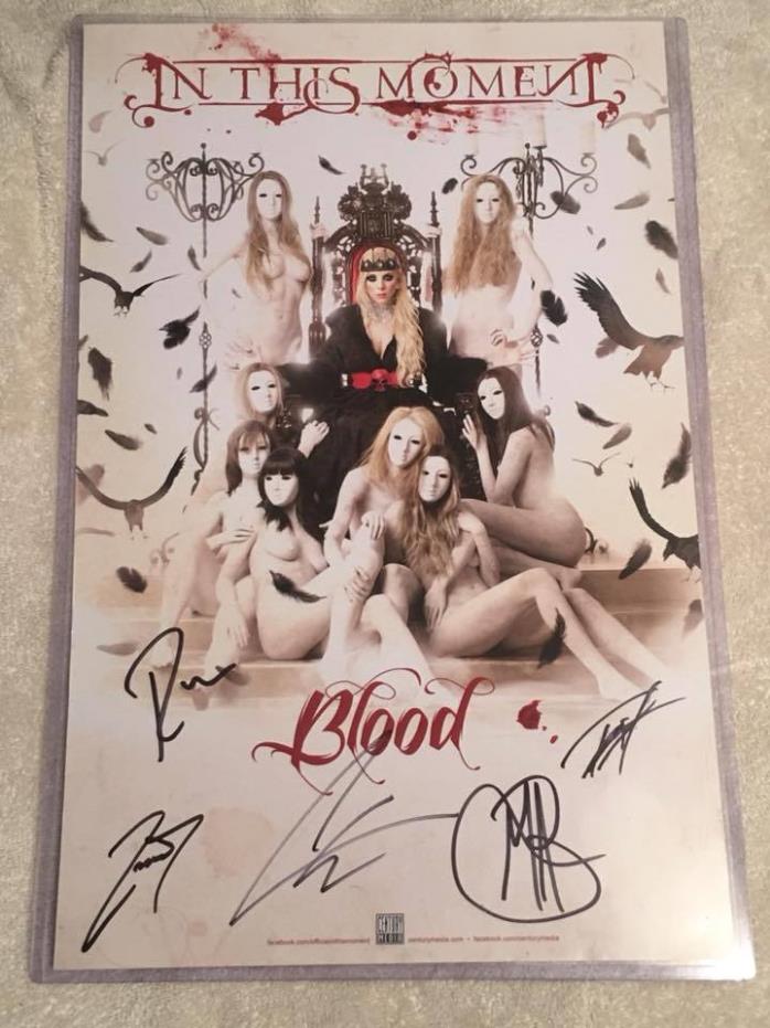 IN THIS MOMENT BAND SIGNED AUTOGRAPH 11 X 17 POSTER MARIA BRINK ALL 5 BLOOD