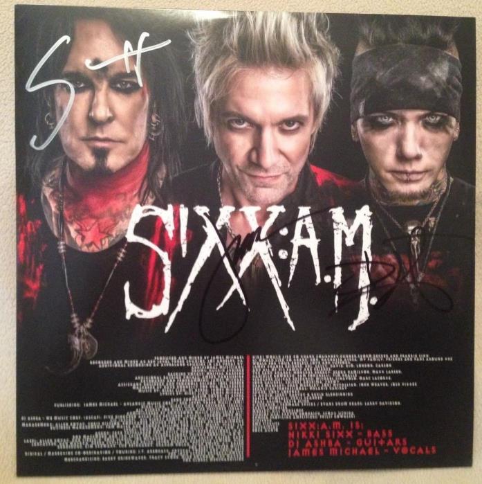 SIXX AM SIGNED VINYL LP NIKKI SIXX DJ ASHBA JAMES MICHAEL AUTOGRAPH PRAYERS