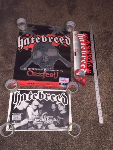 Lot of 3 Early Promo Hatebreed Posters Hardcore Signed Autographed Free Shipping