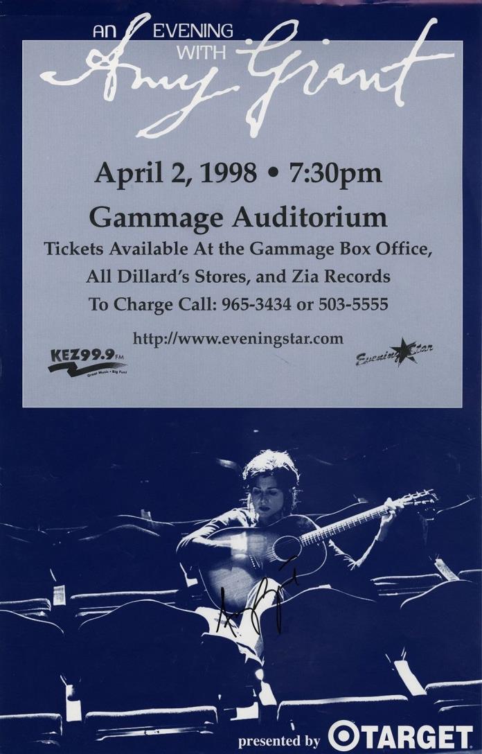 AMY GRANT authentic autographed memorabilia concert signed 1998 tour poster