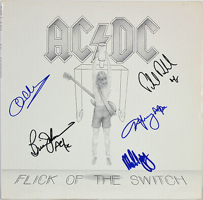 AC/DC (5) Band Signed Flick Of The Switch Album Cover W/ Vinyl PSA/DNA #AG03035