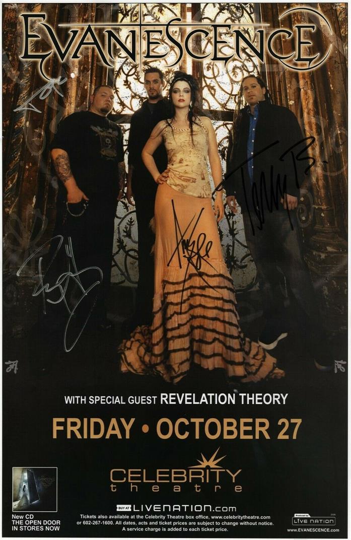 EVANESCENCE authentic autographed memorabilia concert signed tour poster AMY LEE