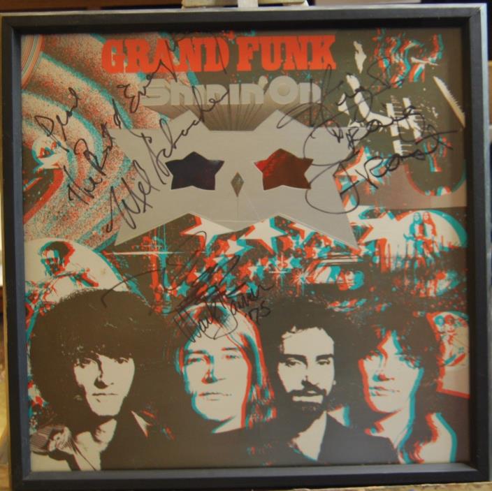 GRAND FUNK RAILROAD VINYL LP SHININ' FRAMED ALBUM SIGNED BY ALL OF GRAND FUNK
