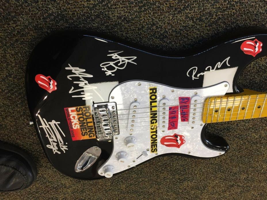 Rolling Stones Guitar autographed Jagger-Richards-Woods- Watts