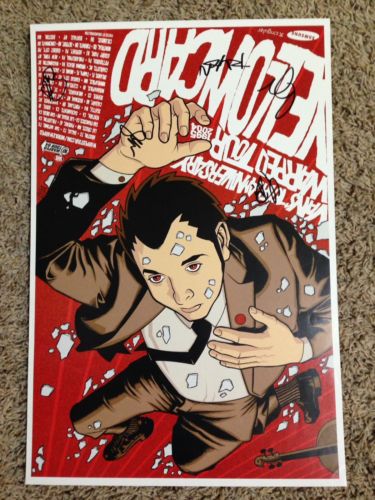 Yellowcard Autographed Van's Warped Tour Poster Rare New Found Glory Blink 182