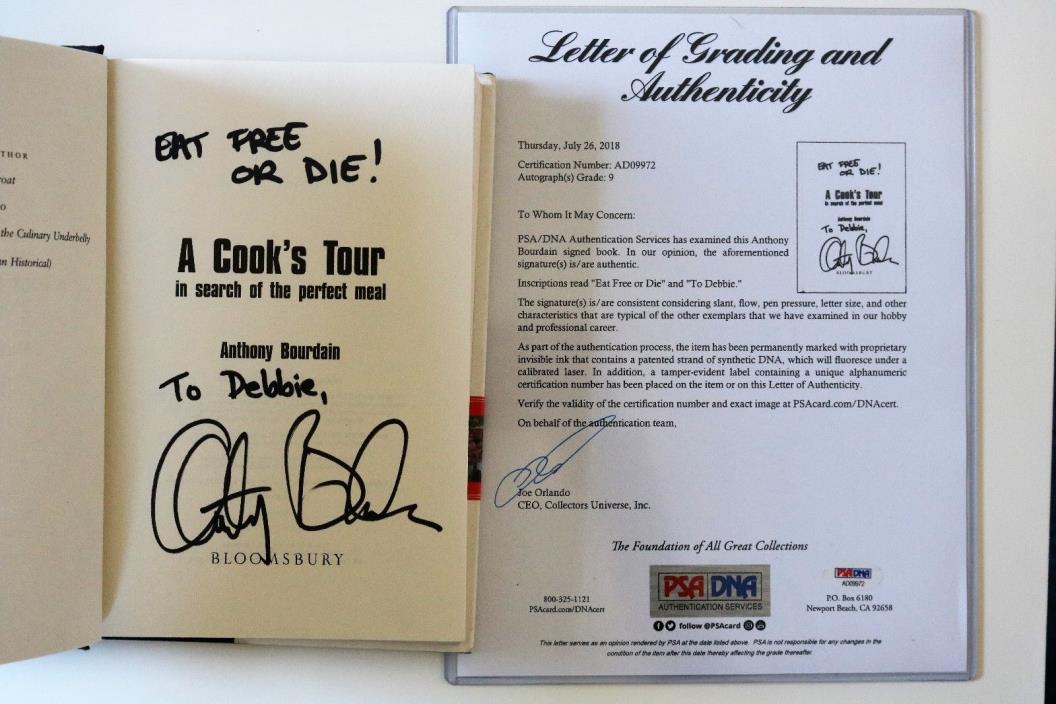 Anthony Bourdain Autograph Signed Book A Cooks Tour Authenticated PSA 9