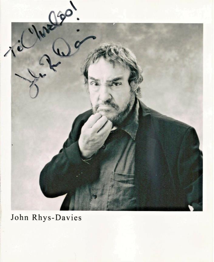 John Rhys-Davies    Autographed  8 x 10  Black and White Photo  #2