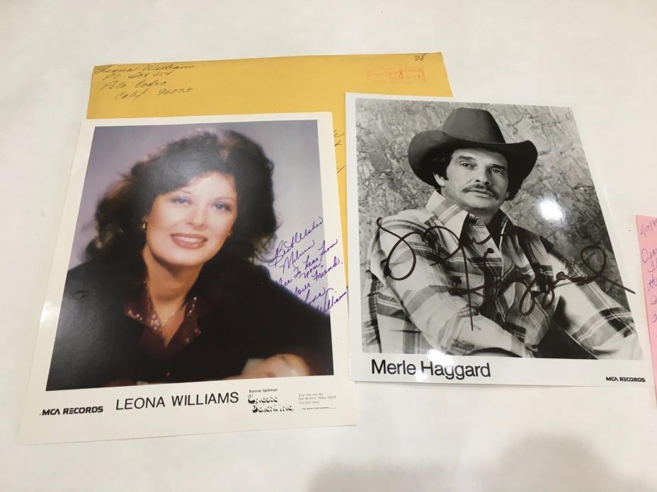 Merle Haggard & Leona Williams Autograph 8 x 10 Photo's 1980