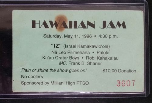 *RARE* 1996 HAWAIIAN JAM Ticket #3607 