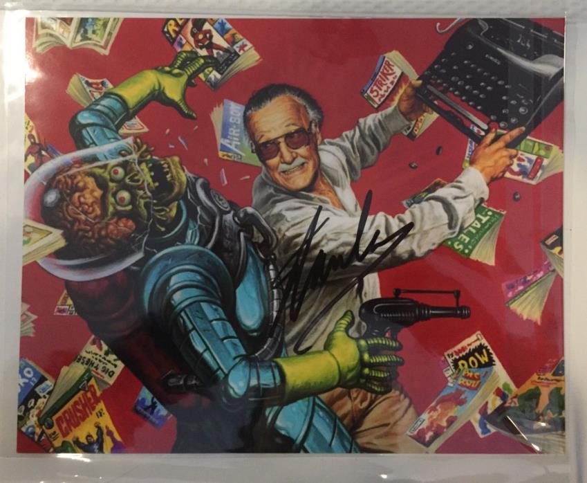 STAN LEE SIGNED 8X10 MARVEL AUTOGRAPH W/ HOLOGRAPHIC COA STICKER