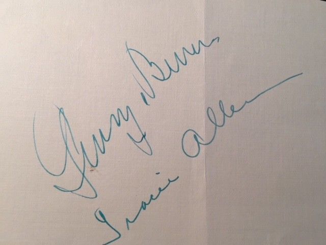 GEORGE BURNS AND GRACIE ALLEN HAND SIGNED ALBUM PAGE