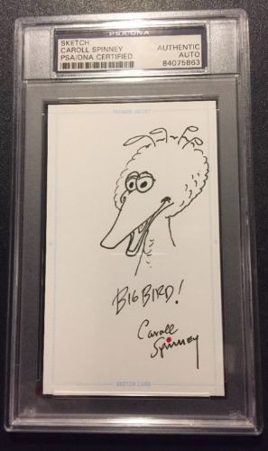 Caroll Spinney Signed Sketch Card PSA & JSA  Rare Autographed Signed Big Bird