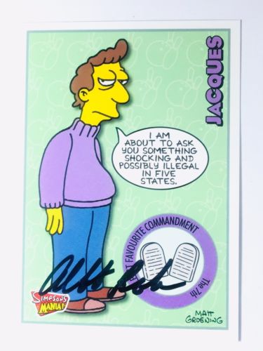 ALBERT BROOKS SIGNED SIMPSONS JACQUES CARD, COA & MYSTERY GIFT’