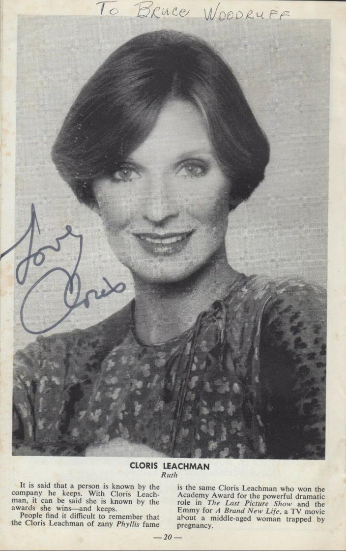 Cloris Leachman Signed Program Wonderful Town Autograph 1977 Atlanta