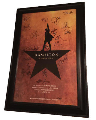 Hamilton Original Broadway Cast SIGNED 14x22 Window Card Lin Manuel Miranda