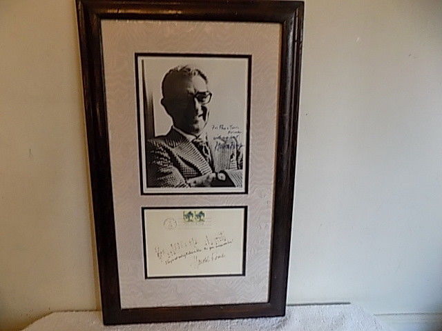 HAROLD ROME AUTOGRAPHED PHOTO & PERSONAL CARD FRAMED MUSEUM QUALITY ITEM
