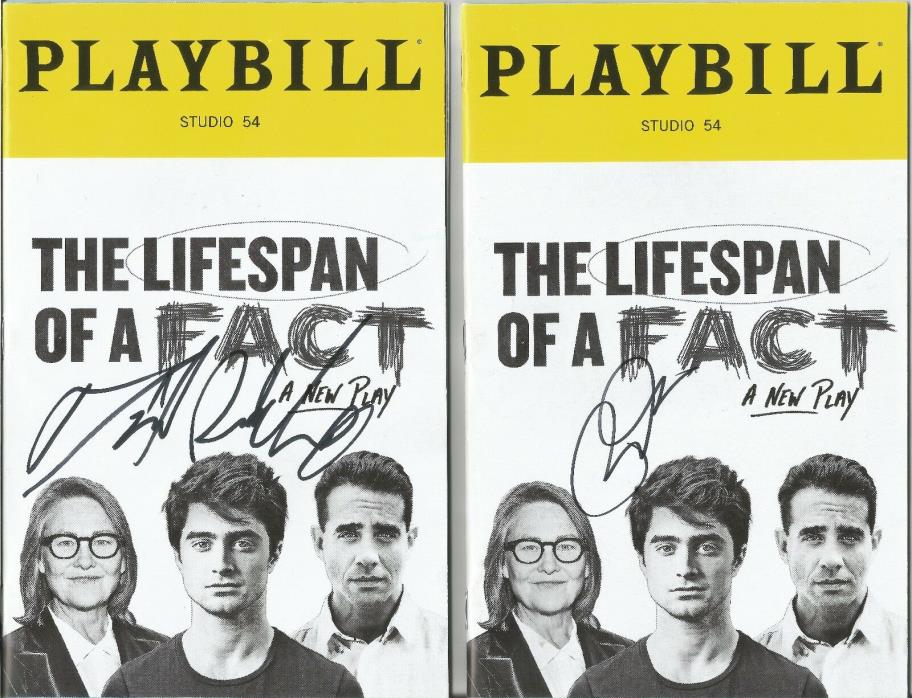 Lifespan of a Fact Broadway 2 Playbills SIGNED Daniel Radcliffe, Bobby Cannavale