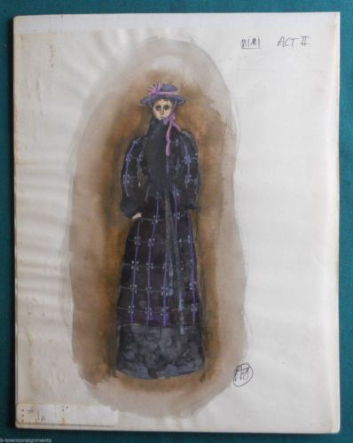 MIMI LA BOHEME OPERA ORIGINAL SIGNED HAL GEORGE THEATRE COSTUME DESIGN PAINTING