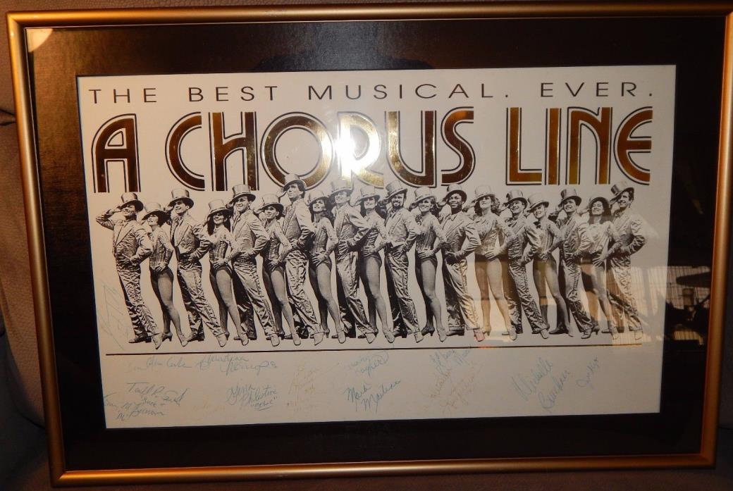 A Chorus Line Tour Cast Signed Print Framed 16 Autographs Rare Broadway Musical