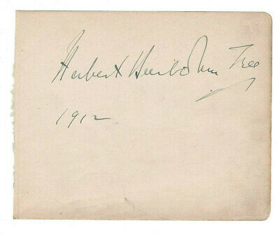 Herbert Beerbohm Tree Signed Page 1912 / Actor Autographed