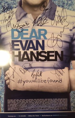 Dear Evan Hansen OBC Original Broadway Cast SIGNED 14x22 Window Card Ben Platt