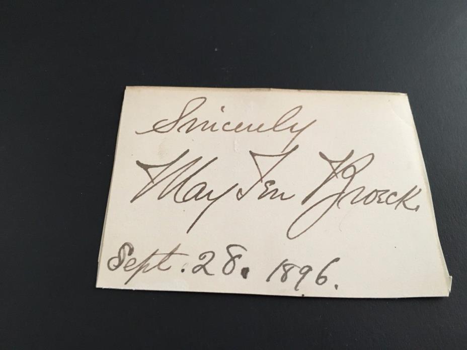 May Ten Broeck Hand Signed Autograph Cut Card Broadway 1800's Actress Very Rare