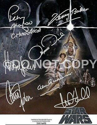 Star Wars Carrie Fisher Mark Hamill 8x10 Cast Signed Autographed by 7 Reprint