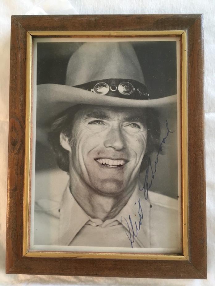 REDUCED! Authentic Signed Vintage Clint Eastwood Photo 5 x 7 Framed Glass