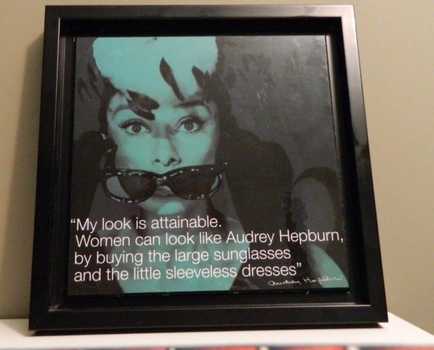 Audrey Hepburn with sunglasses Signed photo on wood made in CAN