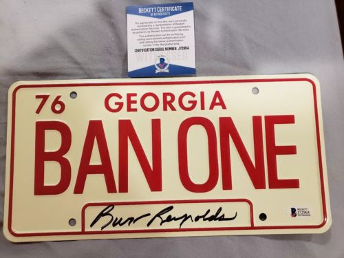 Burt Reynolds Smokey and The Bandit Autographed License Plate BAS WITNESSED COA