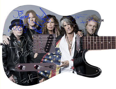 Aerosmith Autographed Signed Custom Steven Tyler Joe Perry Plus Guitar