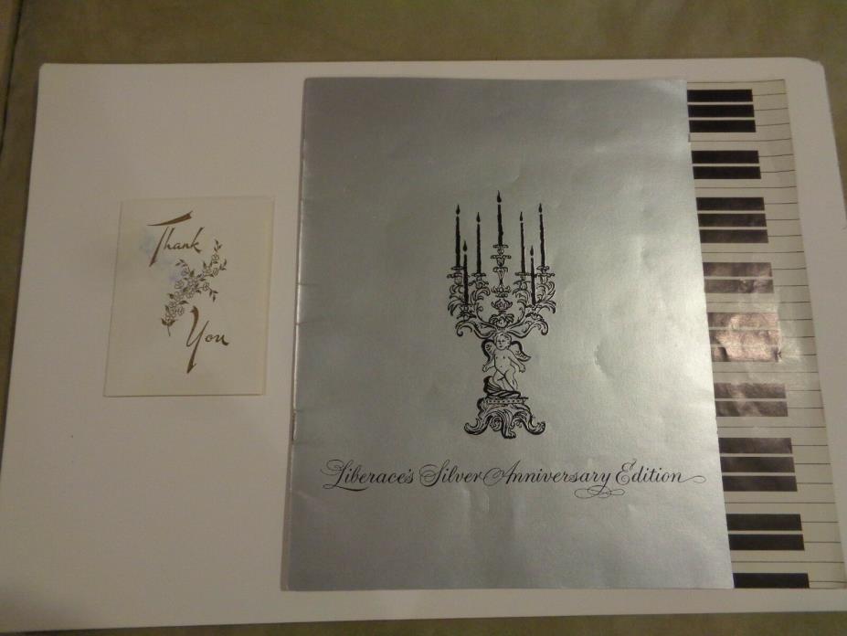 LIBERACE SIGNED AUTOGRAPHED THANK YOU CARD AND 1974 PROGRAM.