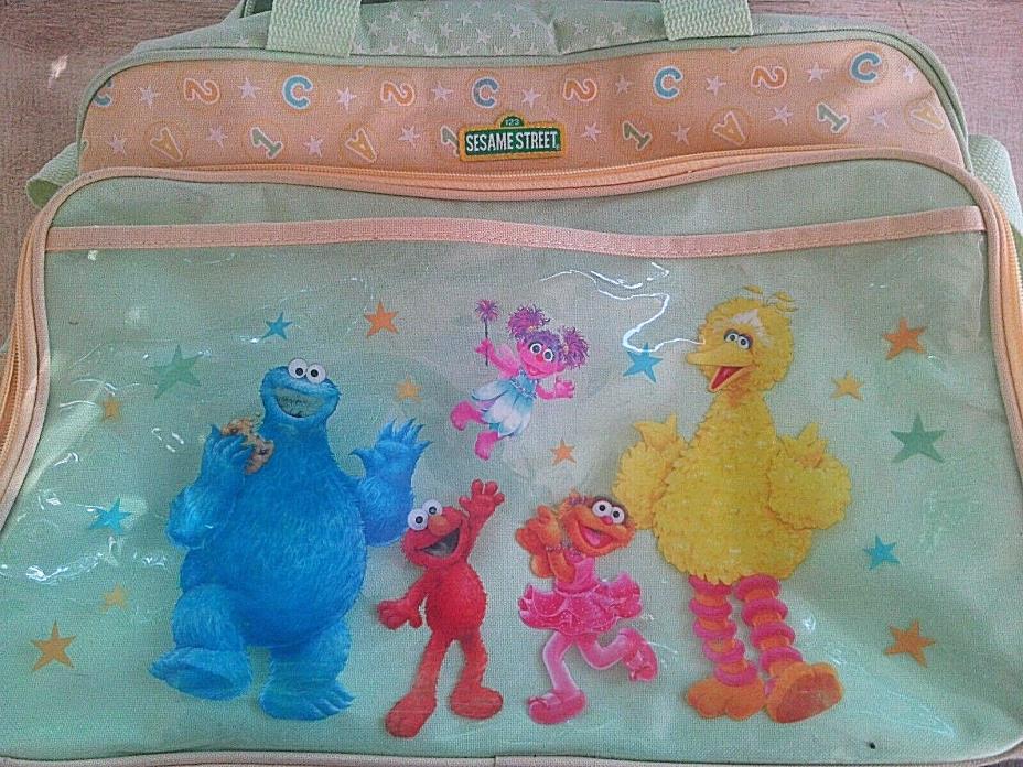 123 Sesame Street diaper bag tote Elmo Big Bird green yellow