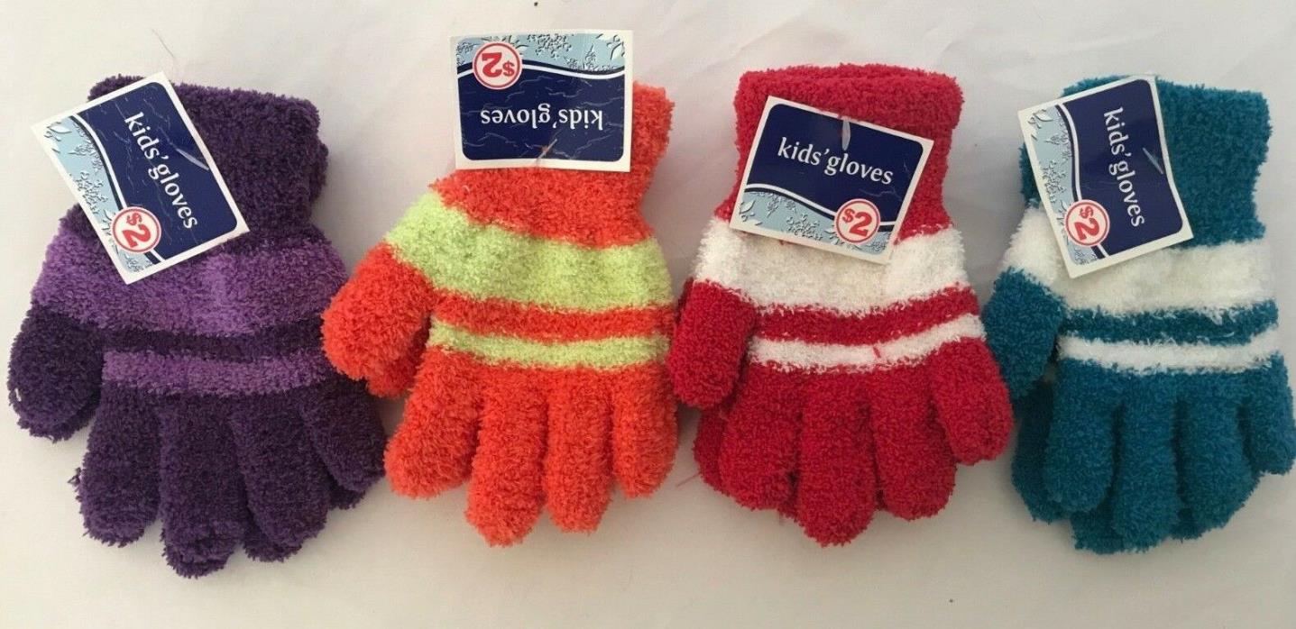Kids Fuzzy Winter Gloves Unbranded Get 2 Pairs! Purple, Orange, Red, Blue