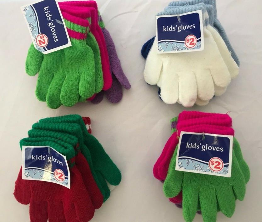 Little Kids Unbranded Gloves Red, Green, Blue, White 6 Pairs! NEW NWT
