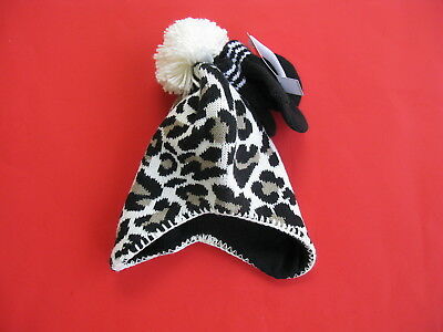 New Girl Black Brown Leopard Winter Hat & mitten set 6-18 mo~Carter's~NWT