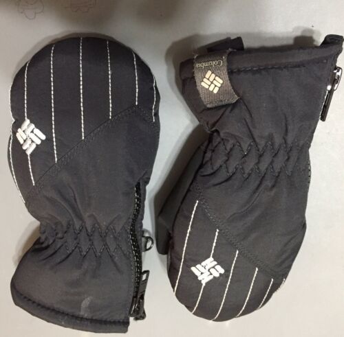 Columbia Size 0/S Toddler Gloves Kids Mittens Winter Snow Ski Black Zip Padded