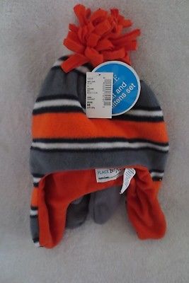 The Children Place Boy Toddler Winter Hat/Mittens Fleece Size 2T-3T New