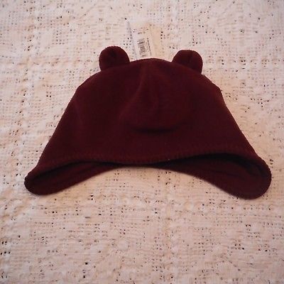 Girls Old Navy Maroon Fleece Hat with ears  Baby Size 0-6  months new tags