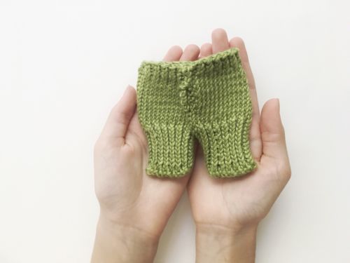 Fingerless Mittens, Hand Knitted Gloves for Baby, Soft Moss Green, 0-6 months