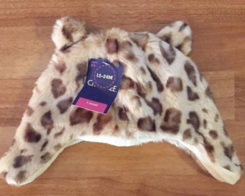 Cherokee Infant Leopard Critter Hat W/ Ears Brown Girls Size INF 12-24 Mo.