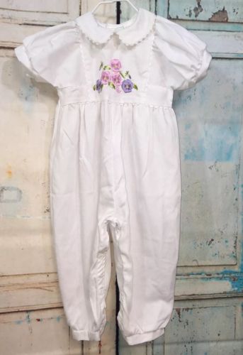 Vtg Dior Baby USA Embroidered Romper Baby Girls Boutique Sz 18 Months