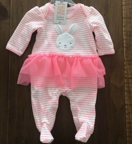Carters NEWBORN NB My 1st Easter Baby Girls Bunny Pink Tutu Sleeper Outfits