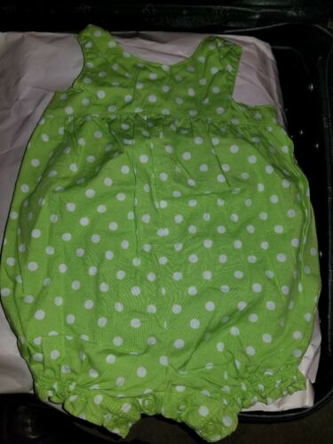 BABY GIRL 3 MONTH CARTER'S POLKA DOT BUBBLE ROMPER OUTFIT GREEN